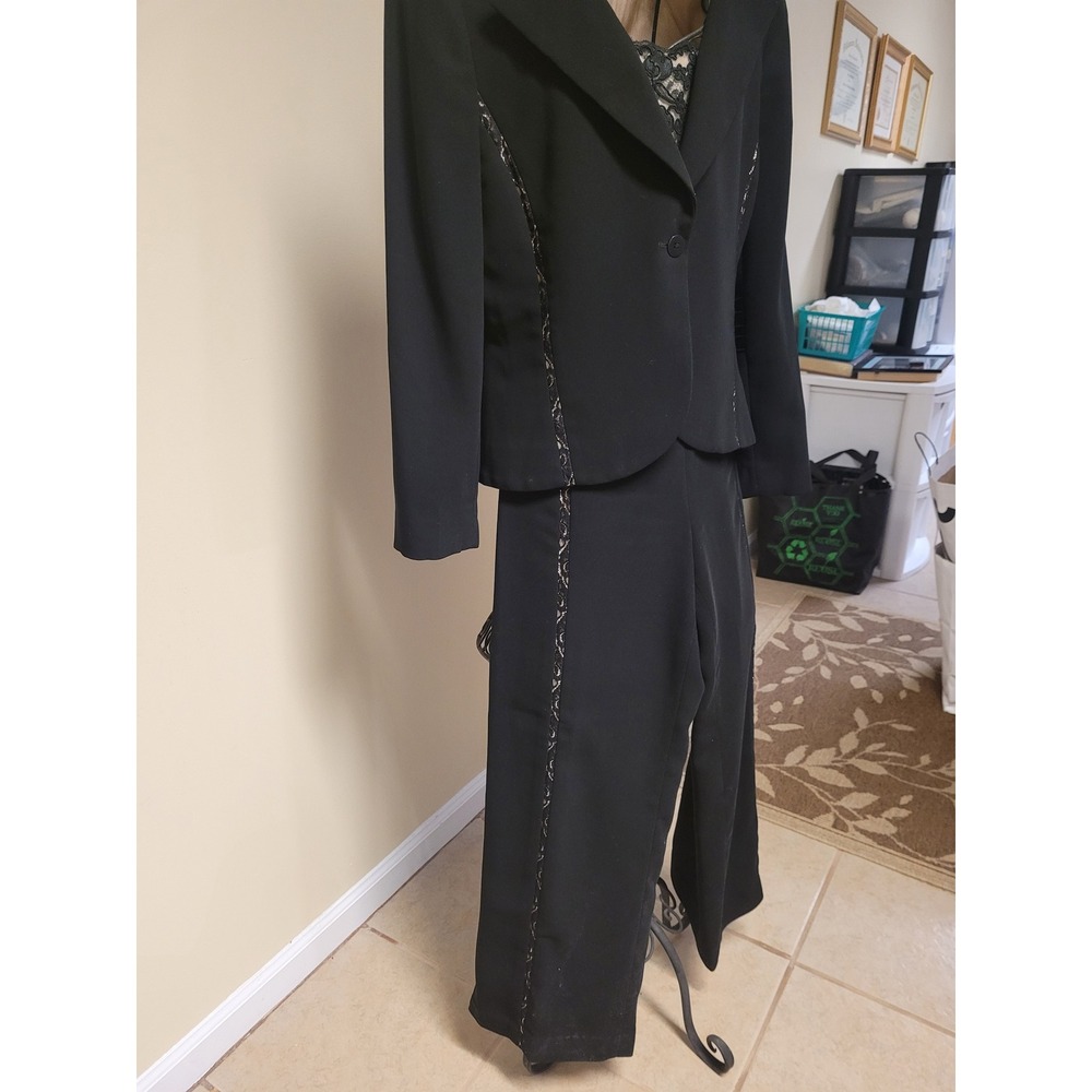 DRAMA Black Lace Trim Blazer 2 piece Suit Women Sz 6‎ Elegant Evening Occasion - Picture 10 of 10